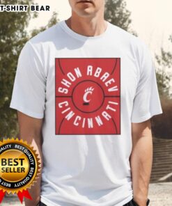 Original Shon Abaev Full Court Cincinnati Bearcats Basketball T-Shirt featuring vibrant team colors and logo design.