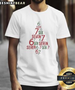 Original Six Seven Christmas Tree 67 Meme 6-7 T-Shirt featuring a festive graphic design for holiday enthusiasts.