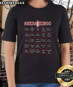 Original Snkrs Bingo Card design featuring 'Pending Forever' text on a stylish ladies tee, perfect for sneaker enthusiasts.