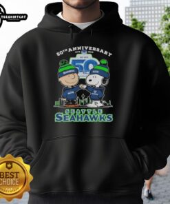 Alt Text: Original Snoopy and Charlie Brown Peanuts Seattle Seahawks 50th Anniversary 1976-2025 Hoodie design featuring vibrant graphics.