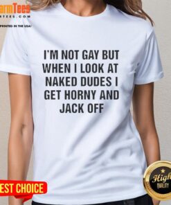 Alt Text: Tallulah Willis 'I'm Not Gay But...' ladies tee featuring bold text and stylish design, perfect for casual wear.