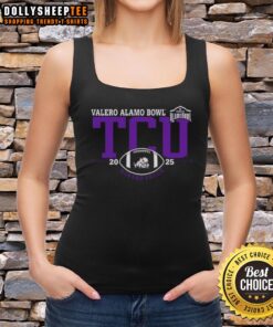 Original TCU Horned Frogs 2025 Valero Alamo Bowl logo tank top featuring vibrant team colors and bold graphics.