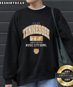 Alt Text: Original Tennessee Volunteers Football sweatshirt for the Liberty Mutual Music City Bowl 2025, featuring team colors and logo.