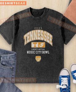 Alt Text: Original Tennessee Volunteers Football Liberty Mutual Music City Bowl 2025 washed t-shirt in vibrant orange color.