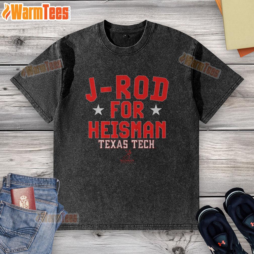 original-texas-tech-football-jacob-rodriguez-j-rod-for-heisman-washed-t-shirt Original Texas Tech Football Jacob Rodriguez J-Rod For Heisman washed t-shirt featuring team colors and logo.