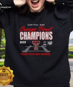 Original Texas Tech Red Raiders 2026 Orange Bowl Champions classic sweatshirt featuring team logo and vibrant colors.