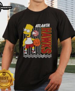 Original The Simpsons Bart X Atlanta Hawks T-Shirt featuring Bart Simpson in Atlanta Hawks colors and logo design.