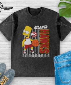 Original The Simpsons Bart X Atlanta Hawks washed t-shirt featuring vibrant graphics and a relaxed fit, perfect for fans.