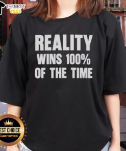 Original Thomas Sowell Reality Wins 100% of the Time Ladies Tee showcasing a stylish design with motivational quote.