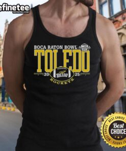 Alt Text: Original Toledo Rockets Boca Raton Bowl 2025 tank top featuring vibrant team colors and logo design.