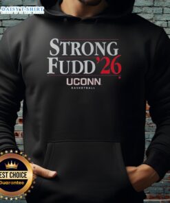 Alt Text: Original UConn Basketball Strong Fudd 26 Hoodie featuring UConn logo and player graphics, perfect for fans.