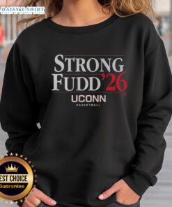 Original UConn Basketball Strong Fudd 26 Sweatshirt in navy blue with logo, perfect for fans and players alike.