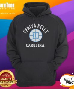 Alt Text: Original UNC Tar Heels basketball hoodie featuring Reniya Kelly's name and number 10, perfect for fans.