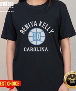 Original UNC Tar Heels Basketball Reniya Kelly Name Number Ball 10 ladies tee in vibrant colors and stylish design.