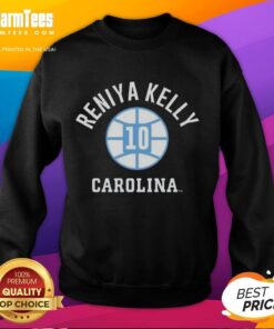 Original UNC Tar Heels basketball sweatshirt featuring Reniya Kelly's name and number 10, perfect for fans.