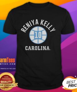 Original UNC Tar Heels Reniya Kelly basketball T-shirt featuring vibrant team colors and logo.