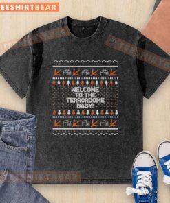 Alt Text: Original Virginia Tech Hokies Welcome to the Terrordome Baby Ugly Christmas Washed T-Shirt for festive fans.