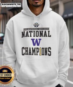 Alt Text: Original Washington Huskies 2025 NCAA Division Men's Soccer National Champions hoodie in purple and gold design.