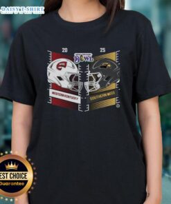 Alt Text: 2025 New Orleans Bowl Ladies Tee featuring Western Kentucky Hilltoppers vs Southern Miss Golden Eagles design.