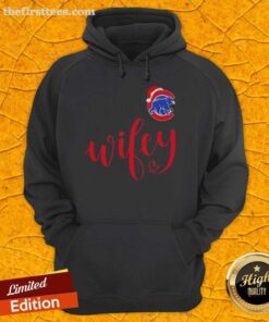 Original Wifey Chicago Cubs Santa Hat Merry Christmas Hoodie displayed on a festive background, perfect for holiday cheer.