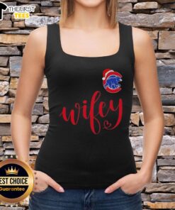 Original Wifey Chicago Cubs Santa Hat Merry Christmas Tank Top featuring festive design for Cubs fans celebrating the holidays.