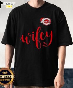 Original Wifey Cincinnati Reds Santa Hat Merry Christmas T-Shirt featuring festive design and team logo for holiday cheer.