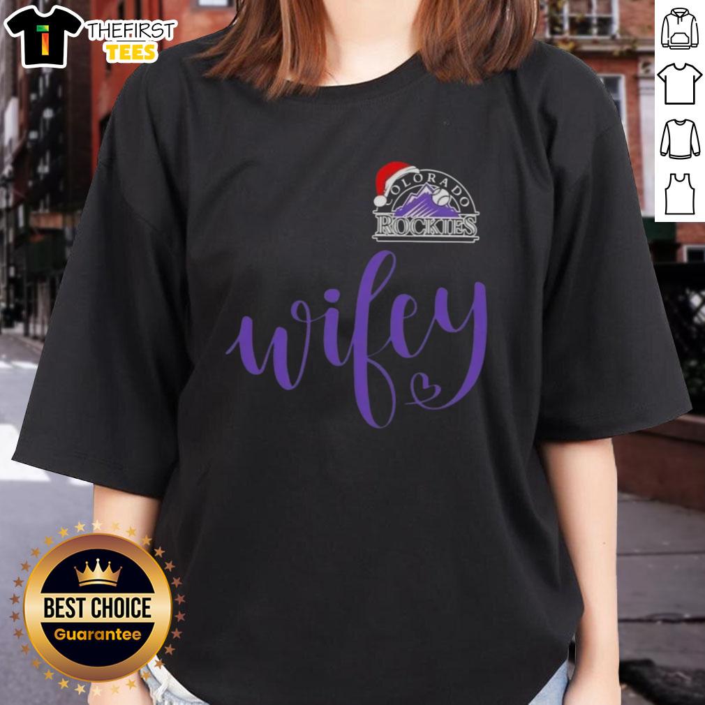 original-wifey-colorado-rockies-santa-hat-merry-christmas-ladies-tee Original Wifey Colorado Rockies Santa Hat Merry Christmas Ladies Tee featuring festive design and team logo.