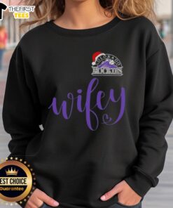 Original Wifey Colorado Rockies sweatshirt with Santa hat for a festive Merry Christmas look.