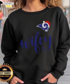 Original Wifey Los Angeles Rams Santa Hat Merry Christmas sweatshirt, perfect for holiday fans and cozy game days.