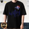 Original Wifey Los Angeles Rams Santa Hat Merry Christmas T-Shirt featuring festive design and team colors for holiday cheer.