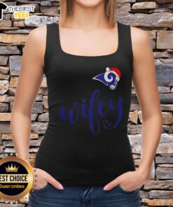 Original Wifey Los Angeles Rams Santa Hat Merry Christmas Tank Top for festive NFL fans celebrating the holidays.