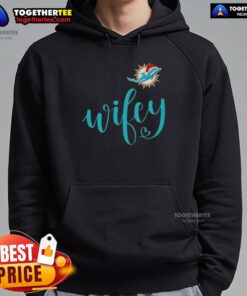 Original Wifey Miami Dolphins hoodie with Santa hat, perfect for Merry Christmas celebrations and NFL fans.