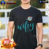 Alt Text: Original Wifey Miami Dolphins Santa Hat Merry Christmas T-Shirt featuring festive holiday design for fans.