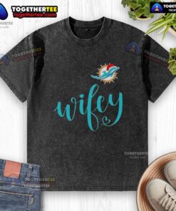 Original Wifey Miami Dolphins Santa Hat Merry Christmas washed t-shirt, perfect for festive football fans.