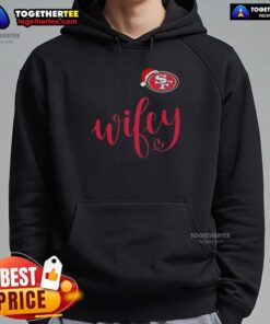 Original Wifey San Francisco 49ers Santa Hat Merry Christmas Hoodie, perfect for festive game day celebrations.