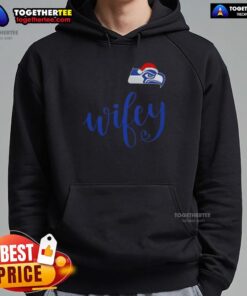 Original Wifey Seattle Seahawks Santa Hat Merry Christmas Hoodie in festive colors, perfect for holiday game day cheer.