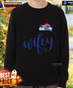 Original Wifey Seattle Seahawks Santa Hat Merry Christmas Sweatshirt featuring festive design and team spirit.