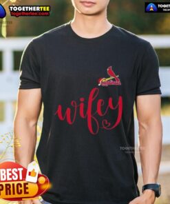Original Wifey St Louis Cardinals Santa Hat Merry Christmas T-Shirt featuring festive design for holiday cheer.