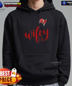 Original Wifey Tampa Bay Buccaneers Santa Hat Merry Christmas Hoodie in festive red, perfect for holiday football fans.