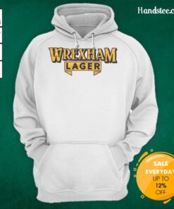 Original Wrexham Lager hoodie in black, featuring logo print, perfect for fans and casual wear.