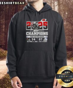 Premium 2025 Big 12 Conference Champions Texas Tech Red Raiders hoodie with football helmets at AT&T Stadium.