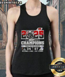 Premium 2025 Big 12 Conference Champions Texas Tech Red Raiders tank top featuring football helmets at AT&T Stadium.