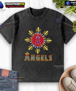 Alt Text: Premium 2025 Los Angeles Angels Baseball X Hispanic Washed T-Shirt in vibrant color, perfect for fans and casual wear.