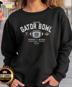 Premium 2025 TaxSlayer Gator Bowl sweatshirt featuring Virginia Cavaliers vs. Missouri Tigers design for fans.