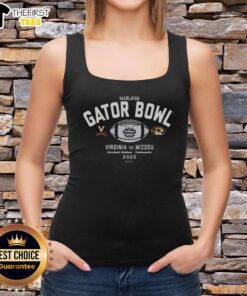 Premium 2025 TaxSlayer Gator Bowl tank top featuring Virginia Cavaliers vs. Missouri Tigers design.