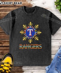 Premium 2025 Texas Rangers Baseball X Hispanic Washed T-Shirt featuring vibrant team colors and stylish design.