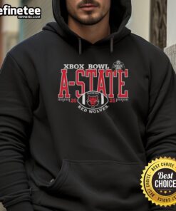 Premium A-State Red Wolves Xbox Bowl 2025 hoodie featuring team colors and logo, perfect for fans and gamers.