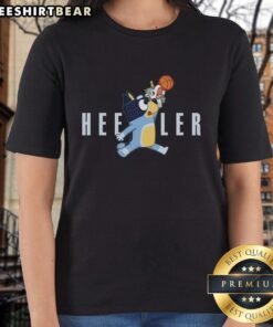 Premium Air Heeler Bluey Ladies Tee featuring vibrant colors and playful design, perfect for Bluey fans and casual wear.