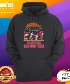 Alt Text: Premium Alabama Crimson Tide hoodie featuring Snoopy and friends, perfect for autumn and holiday celebrations.