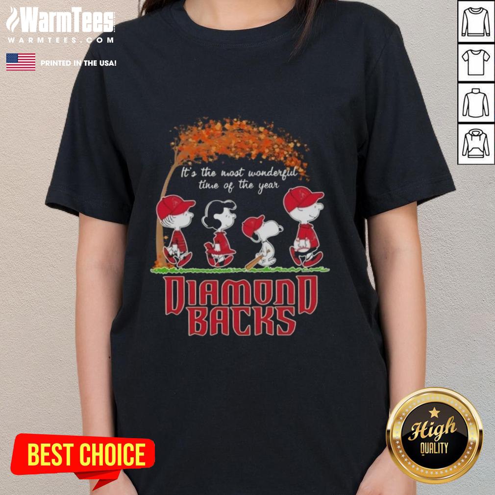 premium-arizona-diamondbacks-x-peanuts-snoopy-and-friends-autumn-its-the-most-wonderful-time-of-the-year-ladies-tee Premium Arizona Diamondbacks X Peanuts Snoopy and Friends autumn tee for women, celebrating 'It's The Most Wonderful Time'.